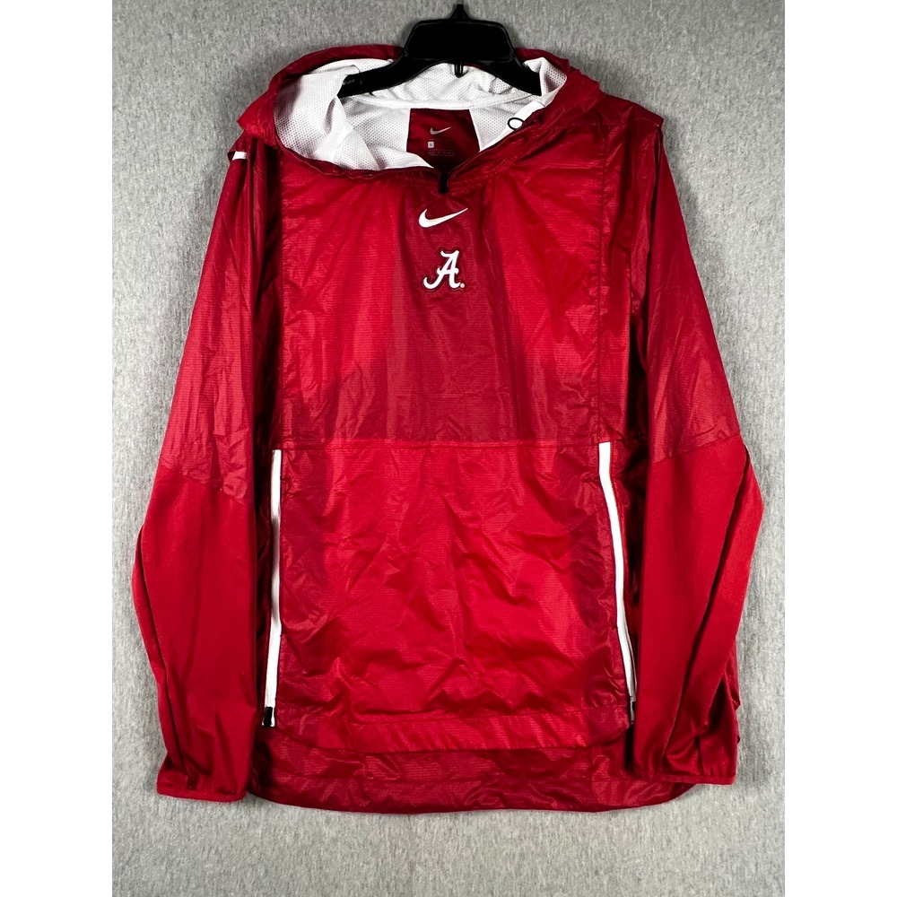 Nike Alabama Crimson Tide Mens Large Red Hooded Half Zip Windbreakr Jacket